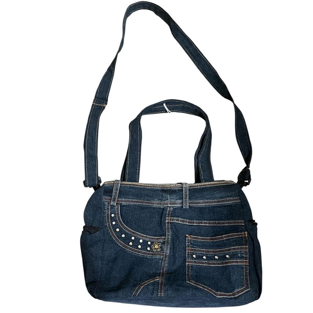 デニムリメイクバック　ハートブラックデニム デニムリメイク オーダー デニムリメイクバーキン風バッグ - Ry+